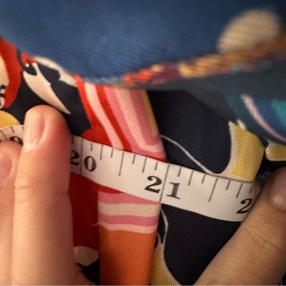 Staud Blue Red Artsy Patchwork Long Sleeve Button Front Top Blouse Medium - Picture 14 of 16